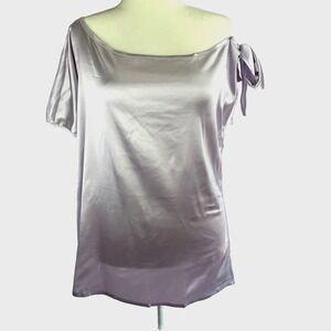 Womens 3X Lilac Satin Off Shoulder Blouse Top Coquette Feminine Romantic Fairy
